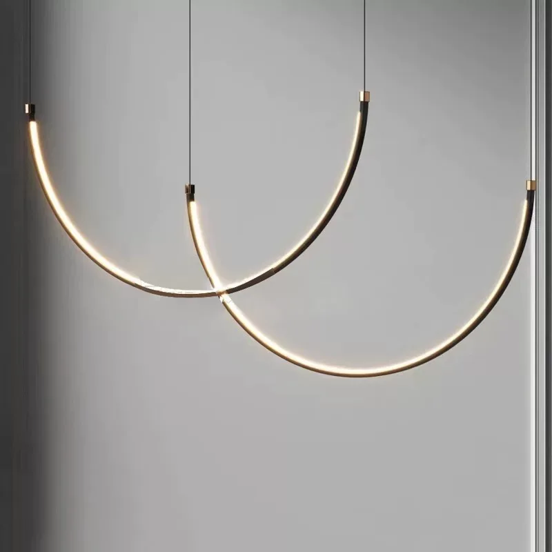 Wohnzimmer Studie Moderne Neue Linien U-förmigen Designer Restaurant Ausstellungshalle Kronleuchter LED Industrielle Wind Gürtel Kreativität