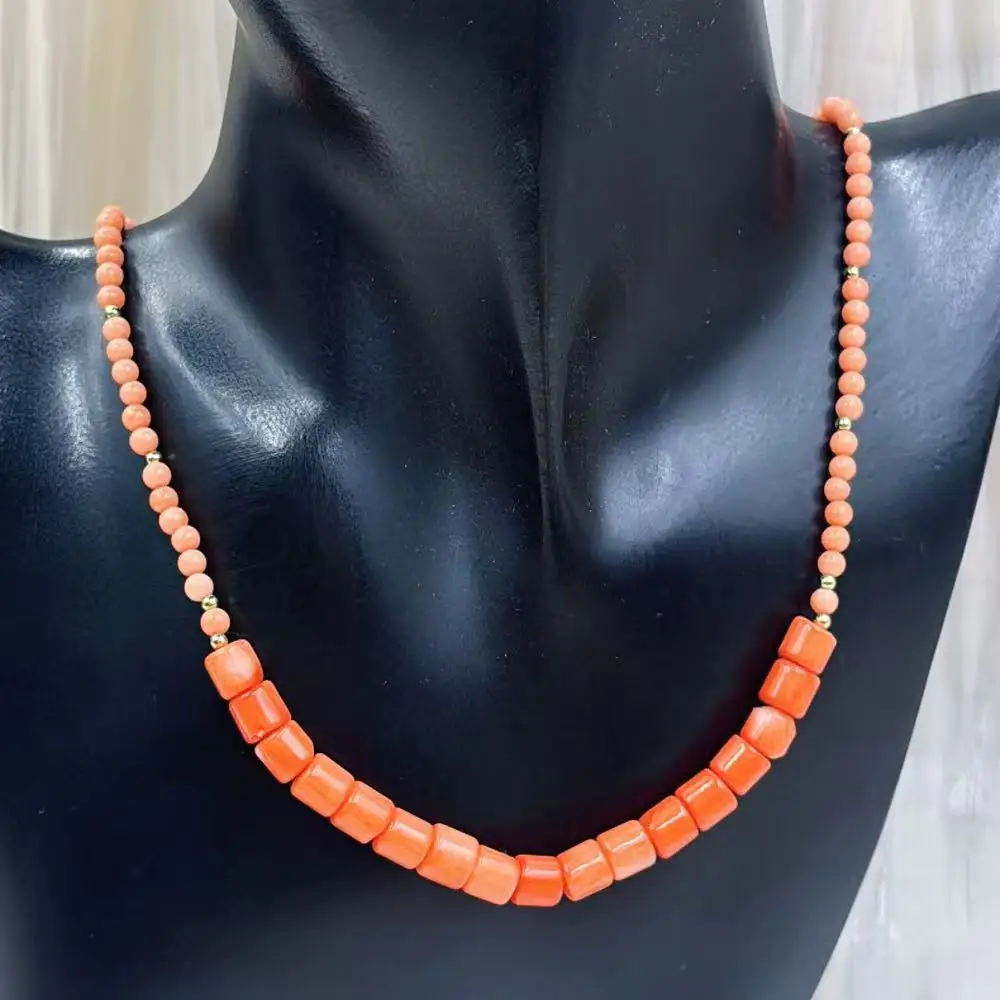 New Arrival Elegant Woman Jewelry Natural Sea Bamboo Orange Coral Pedant Necklace