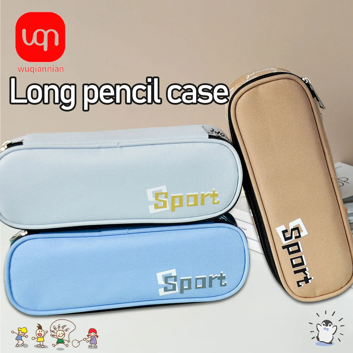 WQN 1pc Fashion Multi-color Zipper Pen Bag - Thick And Durable, With Separate Compartments For Storage, Easy To Carry.