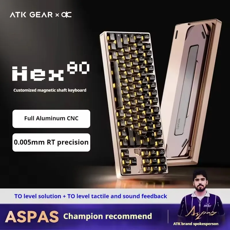 

Магнитная клавиатура ATK Hex80, проводная прокладка с возможностью горячей замены, RGB, 8000 Гц RT, 0,005 мм, изготовленная на заказ алюминиевая игровая механическая клавиатура для киберспорта