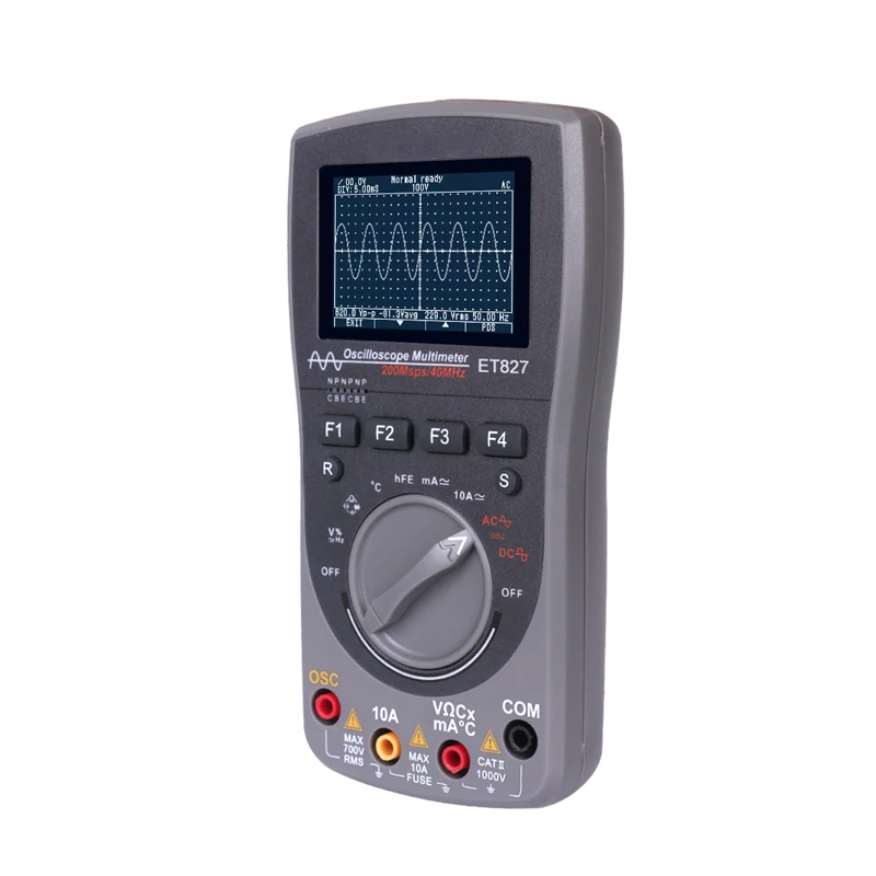 ET827 Intelligent 2in1 Digital 40MHz 200Msps/S Oscilloscope 6000Counts True RMS Multimeter With Analog AUTO Multimeter