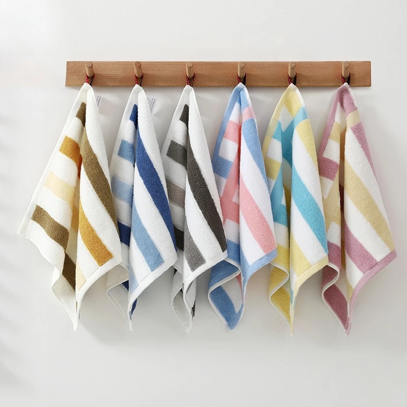 Cotton Towel Small Square Towel Untwisted 34*34 Striped Color Strip Square Towel
