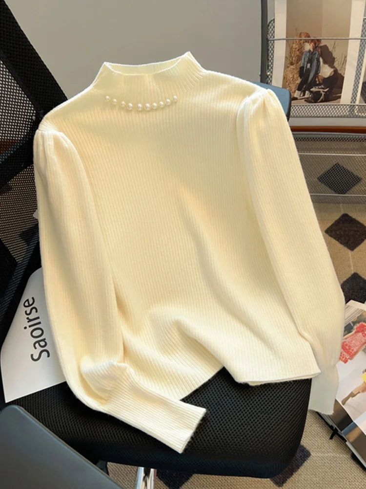 

Мягкий уютный женский вязаный свитер с высоким воротником для осени и зимы, модный облегающий базовый слой, верхняя одежда для повседневной носки