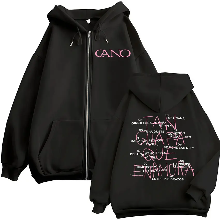 Rapero Cano Triana Tan Guara Que Enamopa Tour 2025 Álbum Zip Up Sudadera con capucha Hombres Mujeres Hip Hop Gótico Chaqueta de manga larga Sudadera con capucha con cremallera