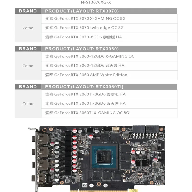 Imagem -02 - Bykski-bloco de Água Rgb Gpu N-st3070xg-x Gaming oc 8g Borda Dupla Placa de Vídeo Zotac 3060 3060ti