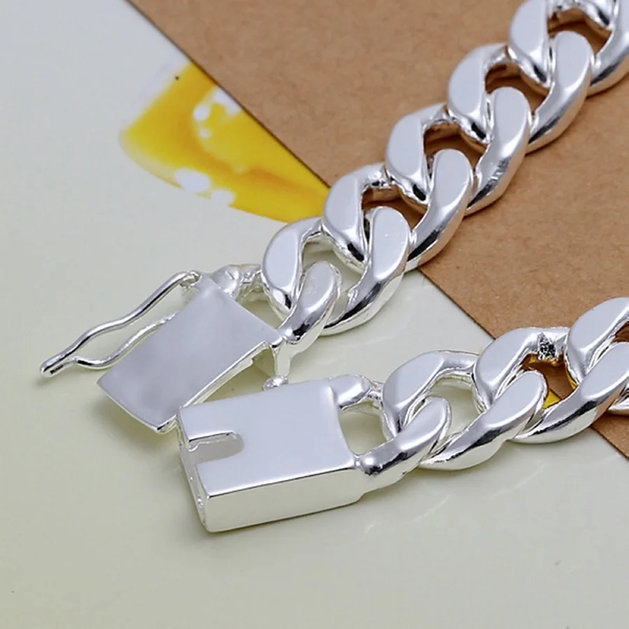 Charm 925 sterling silver design noble pretty 10MM Mens chain Jewelry fashion Geometric Bracelet  factory price