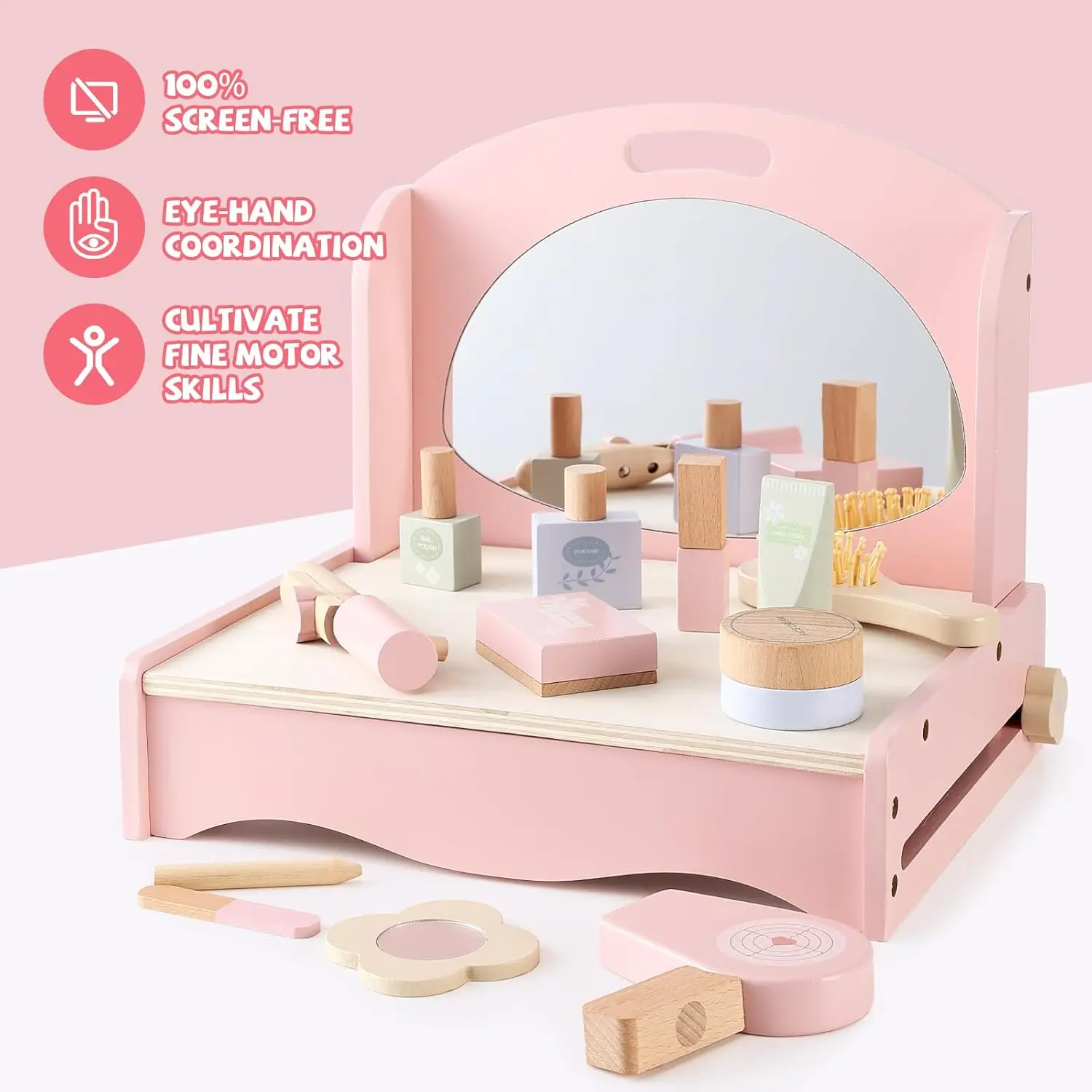 Wooden foldable kids dressing table