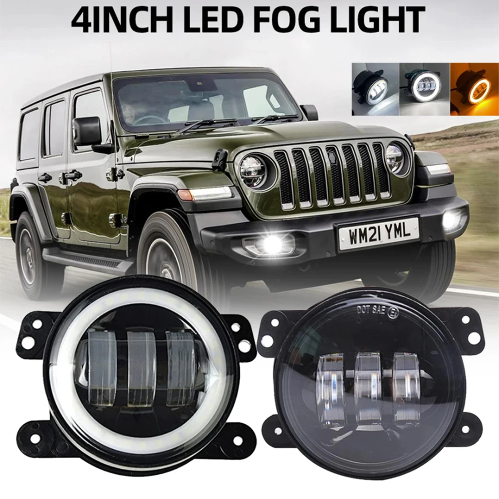 4 inch LED DRL Fog Light for lada viar Priora Oasis Gazelle suzuki jeep dodge Angel Eyes Fog Lamp LED Turn Signal Lights