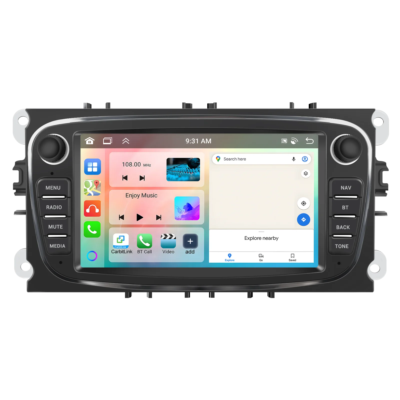 Podofo 6 + 128G Carplay Autoradio voor Ford Focus Mondeo C-MAX S-MAX Galaxy II Kuga Android Auto WIFI GPS Auto Multimedia Speler