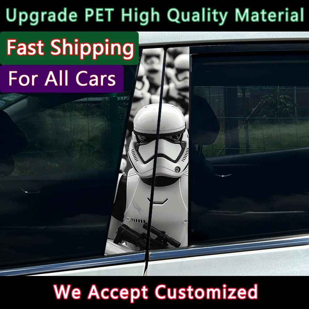

1/2PCS Soldier Warrior Fighter Car Center Pillar Sticker B Pillar Protective Film Decoration