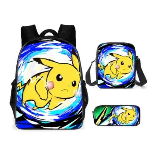 Pokemon Pikachu Backpack Laptop School Bag for Boys Cartoon Pencil Case Schoolbag Anime Travel Bag School Supplies Kids Gifts