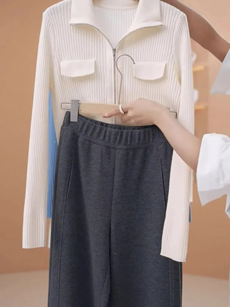 

Pure Color Long Sve женский свитер Slim Fit Base irt антивозрастной модный дизайн на молнии верхняя одежда для поездок на работу Sle