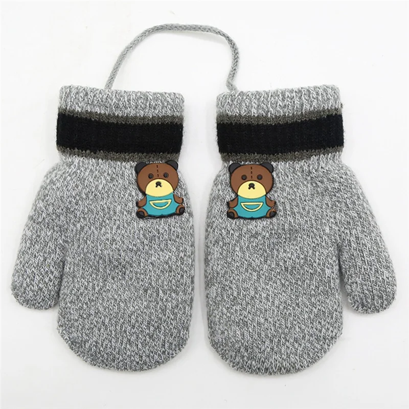 

A50U Toddler Kids Short Knitted Gloves Winter Thick Fleece Lining Mittens For 1-3 Years Old Durable Length:13.5Cm, Width:8Cm