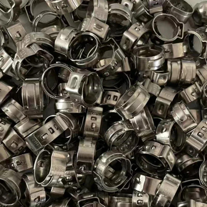 2500pcs 304 Stainless Steel 7.0mm-8.7mm Single Ear Hose Clamps  Mini Clips One Ear Stepless Pipe Clamp Single Hose Clips