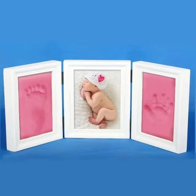 Baby Hand & Foot Print Hands Feet Mold Maker Bebe Baby Photo Frame With Cover Fingerprint Mud Set Baby Growth Memorial Gift