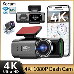 4k Dashcam Mini-Kamera-Recorder GPS-WLAN 24h Park-Doppel objektiv mit 1080p Black-Box-Raum Rückfahr kamera Nachtsicht