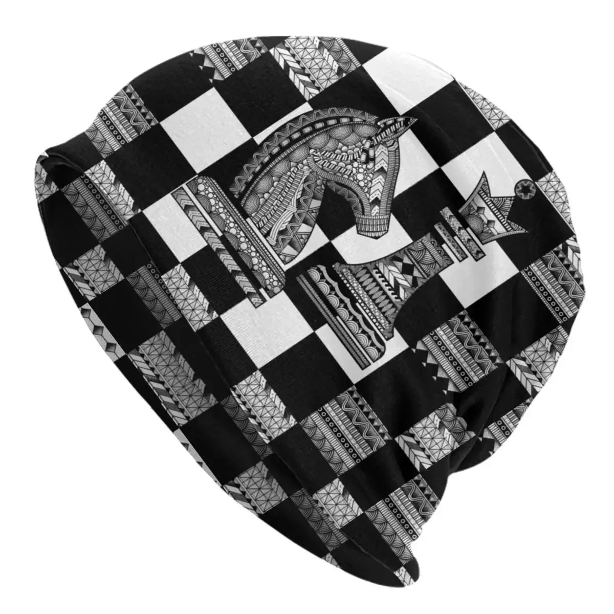 Chess Knight And Queen Bonnet Hats Hip Hop Knitting Hat For Men Women Winter Warm Board Game Chessboard Skullies Beanies Caps