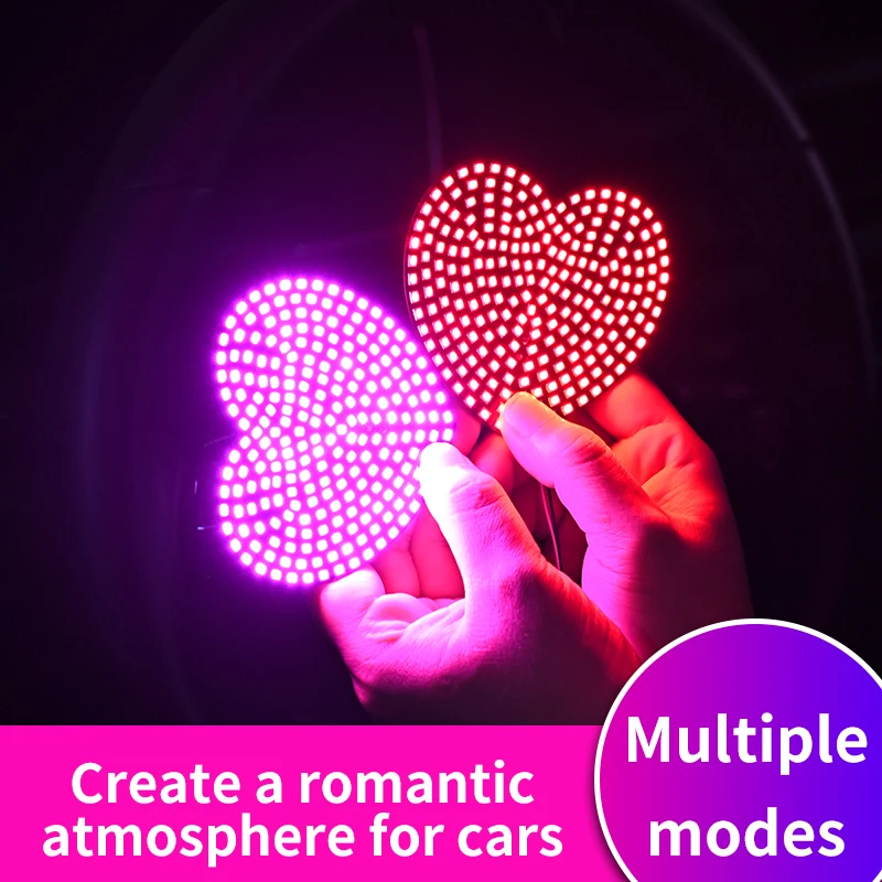 Car mounted LED ambient lights, decorative lights, heart-shaped eyes, car creativity, rear window dynamic lights, warning lights