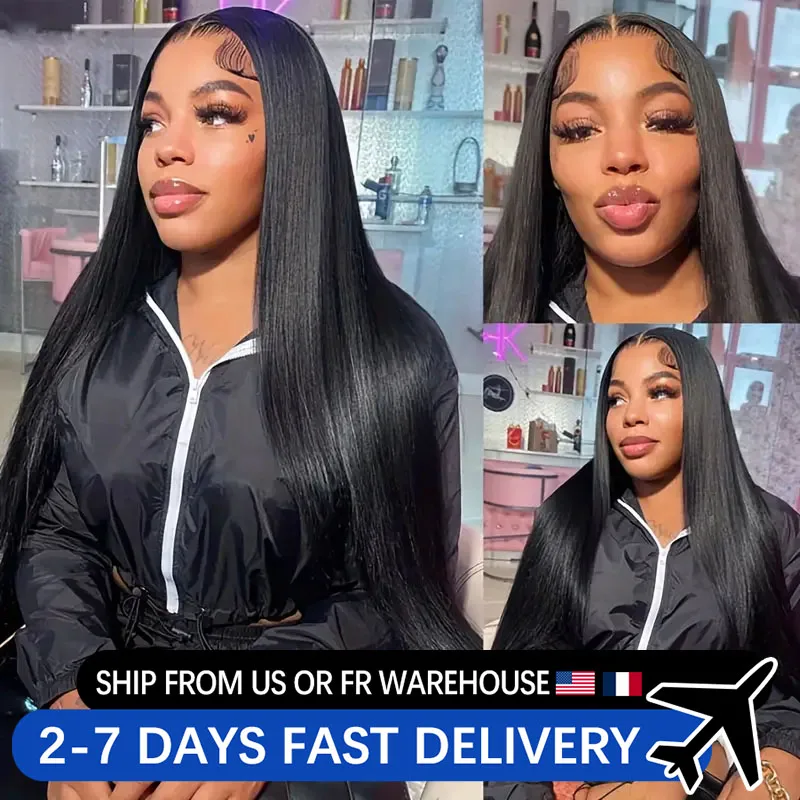 Bone Straight 30 36 Inch 13x6 HD Lace Frontal Human Hair Wigs Pre Plucked 13x4 Transparent Lace Front Wig For Black Women 180%