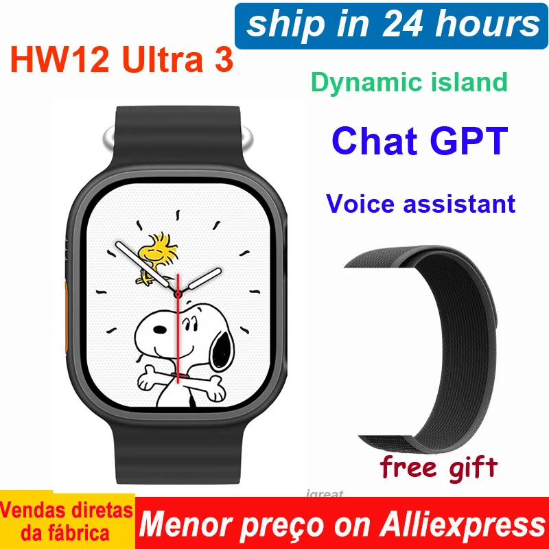 HW12 Ultra 3 Smart Watch Men Chat GPT Series 10 NFC Bluetooth Call Music Voice Assistant NEW Gesture Sport Smartwatch Women