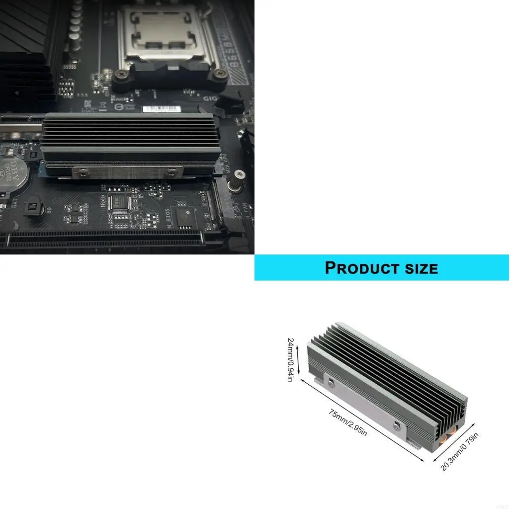 C90F Quiet M.2 2280 SSD Heat Sink For PC NVME Drive Aluminum Cooling System With 2 Screws Thermals Conductive Silicone Pad