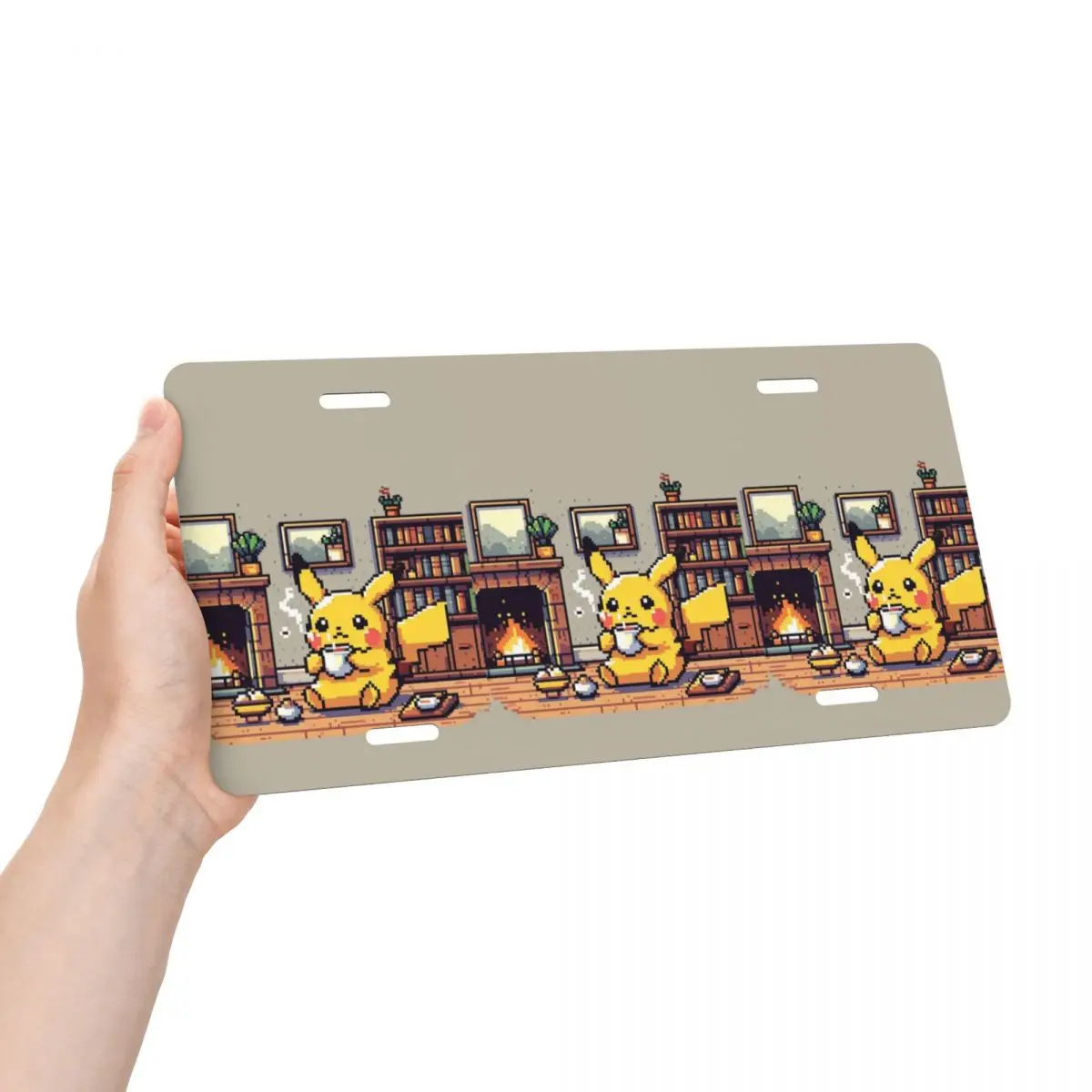 ألعاب الفيديو سلسلة لوحة ترخيص بيكاتشو المخصصة       غطاء لوحة ترخيص أمامي للسيارة مزخرف من الألومنيوم مقاس 12 × 6 بوصة