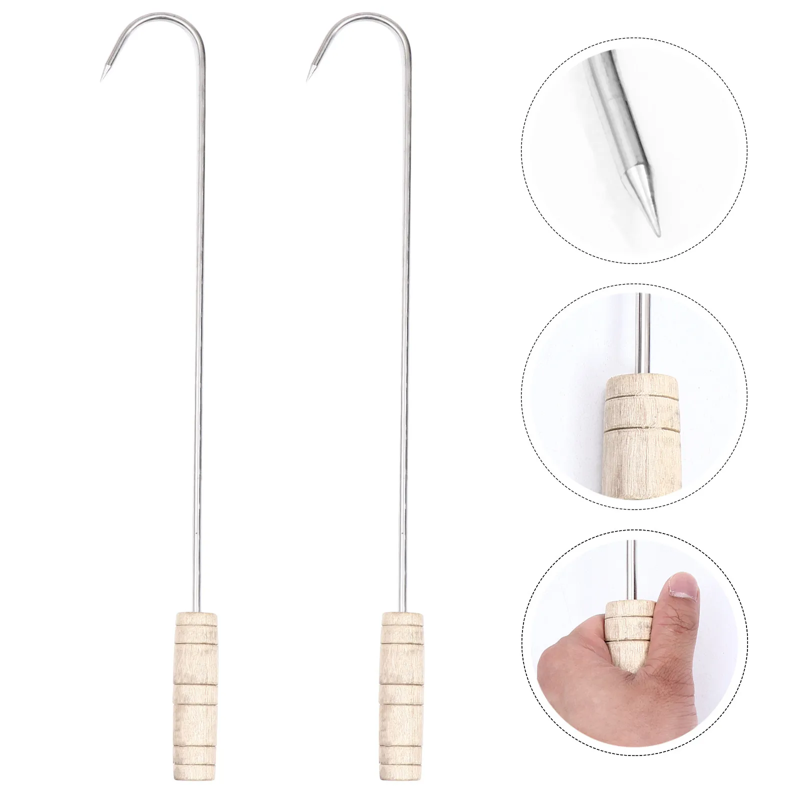 2Pcs Stainless Steel Meat Hooks for Pork Ham Chicken Roast Duck Smoking Drying Processing Bbq Kitchen Supplies Heavy Duty
