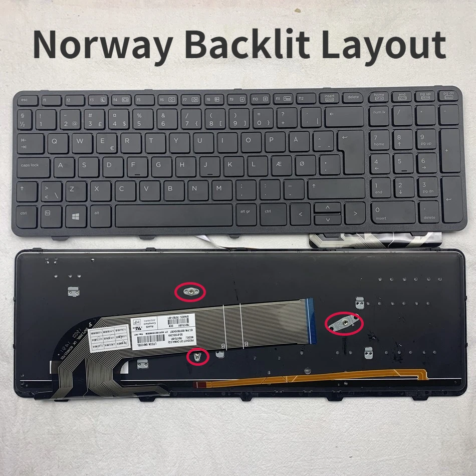 

Norway Backlit Laptop Keyboard For HP Probook 450 G0 450 G1 455 G1 450 G2 455 G2 470 G0 G1 G2 S15 780170-081 NW Layout