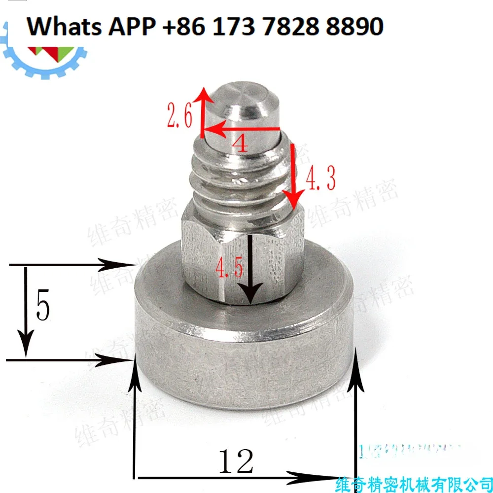 5PCS Extra small indexing pin, spring pin, mini stainless steel knob plunger M6 * 1.0 screw