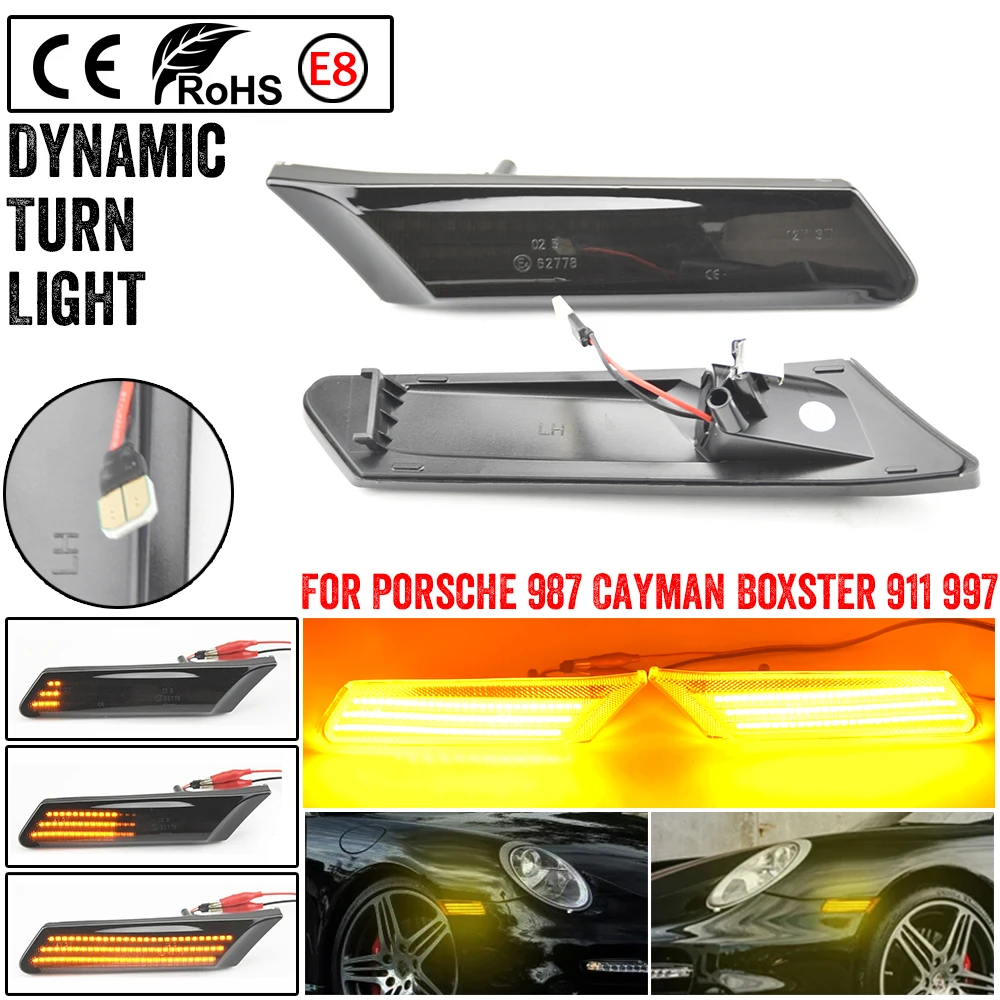 Dynamic LED Flashing Turn Signal Lamp Side Marker Lights For Porsche 997 911 GT2 GT2 Boxster Cayman 987 997631033