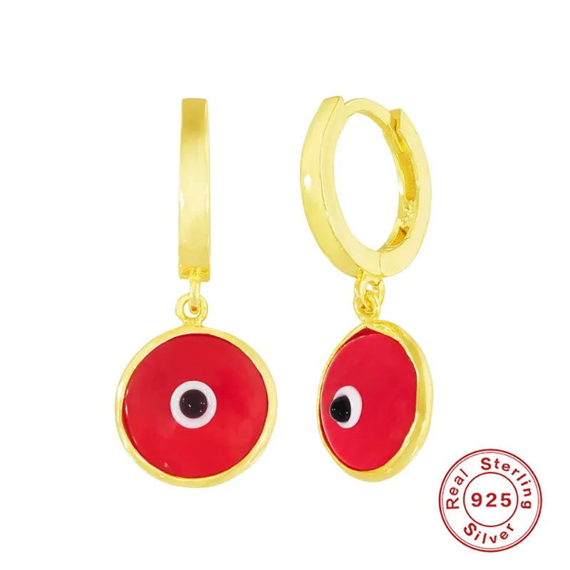 

Pendientes Colgantes European and American Ins Wind Enamel Eye 925 Sterling Silver Hoop Earrings for Women Fine Jewelry