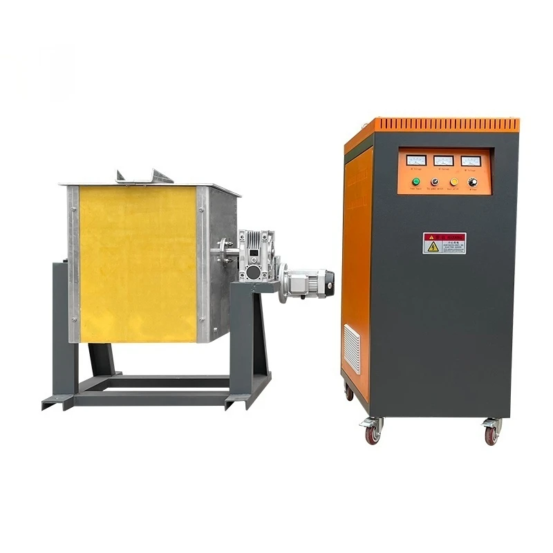 50Kg 100Kg Small Induction Steel Smelt Cast Iron Hine Melt Metal Metallurgy Hinery Melting Tilt Furnace For Sale