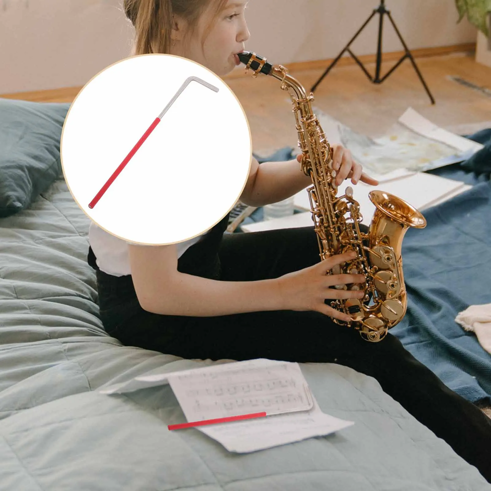 

Saxophone Tuning Tool Red Handle Right Angle For Clarinet Flute Oboe Bassoon Repair Easy Adjustment Woodwind Instrument