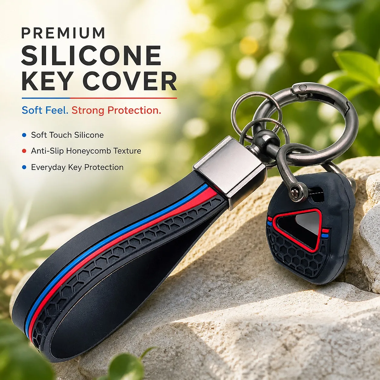 Key Cover for Kawasaki Ninja 250 300 400 650 ZX 6R 10R with Keychain Anti-Scratch Shockproof Soft Grip Button Friendly New