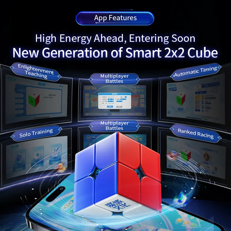[Picube] 2024 New MoYu WeiPo V5 AI Smart 2x2x2 Cube 2024 Gyroscope Bluetooth Magic Speed Ball-Core Magic Cloth Version UV