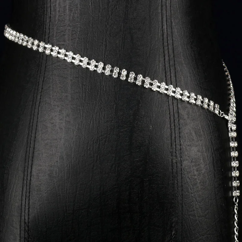 New Shiny Rhinestone Long Waist Chain European and American Women's Waist Decoration Bridal Wedding Dress Accessories Daily