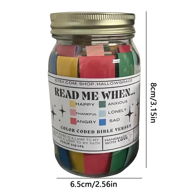 Bible Verses in a Jar 67 Color Codes Message in a Bottle Handmade Portable Bible Verse Cards Cheer up Friends Laugh at Life