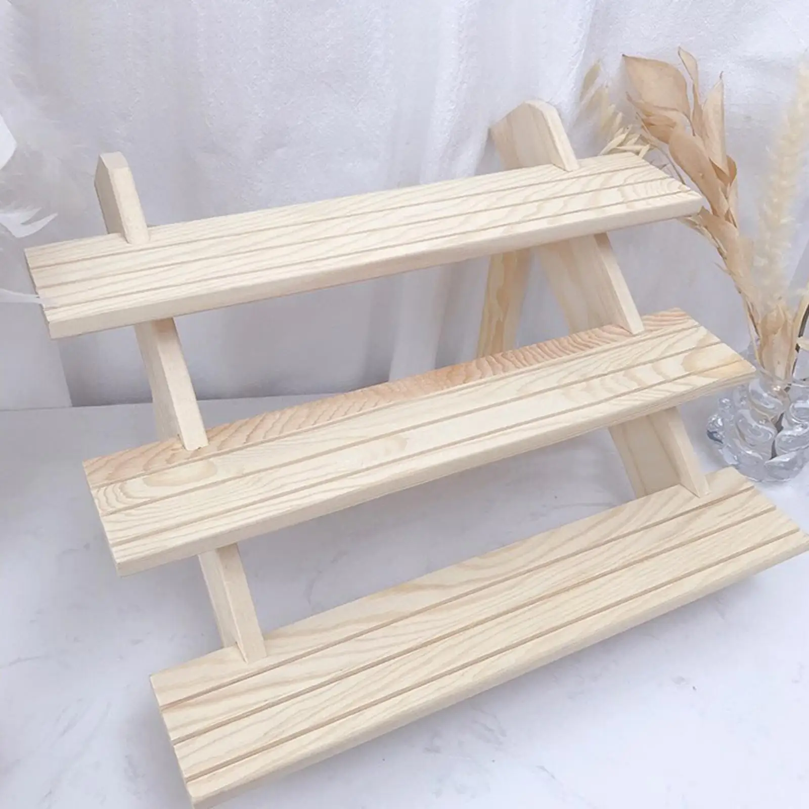 Wooden Manicure Display Rack 3 Shelves Nail Art Organizer Stand Detachable Holder for Nail Salon Home Perfume Candy