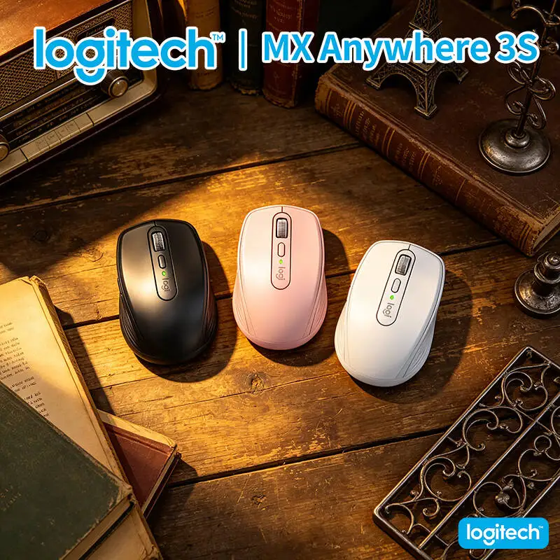 Logitech MX Anywhere 3S Ergonomic Mouse - 8000 DPI, Hyper-Scroll, Silent Click, 3-Device Sync for Travel Work