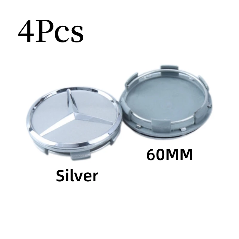 4Pcs 60MM Car Tire Wheel Center Hub Cap Covers For Mercedes Benz Badge Emblem Rim Cover Auto Style Decorate Accessories