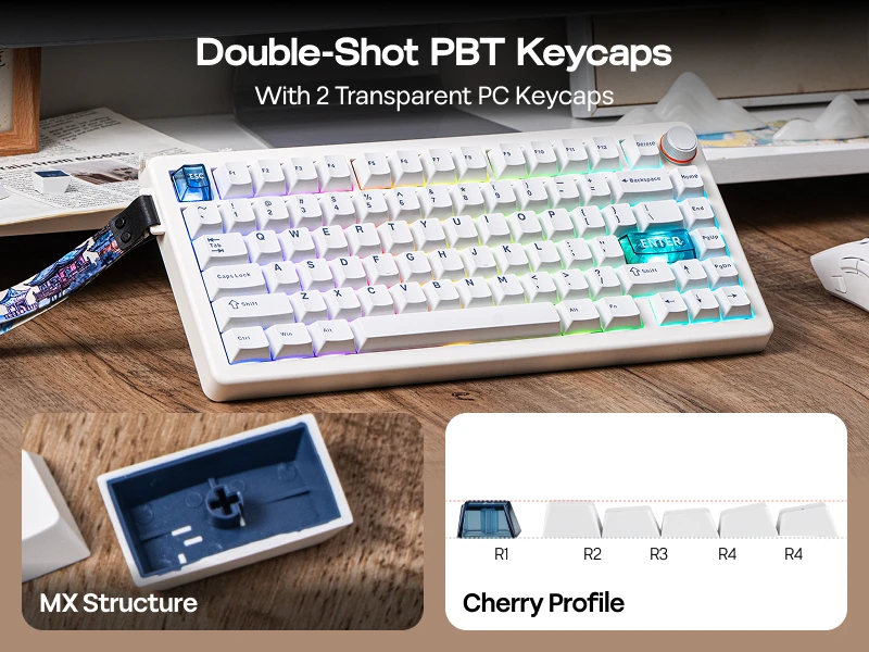 Custom CIDOO QK75 75 VIA Programmable Gasket Wired Bluetooth 2.4G Wireless Mechanical Keyboard 4000mAh RGB Backlight Gift