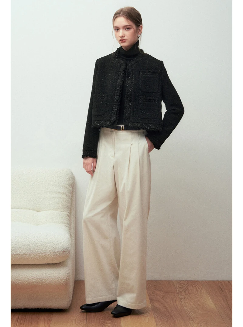 

Удобные женские широкие брюки из вельвета с высокой талией и плиссировкой, свободного кроя, осенне-зимние, повседневные, модные, Selfwill