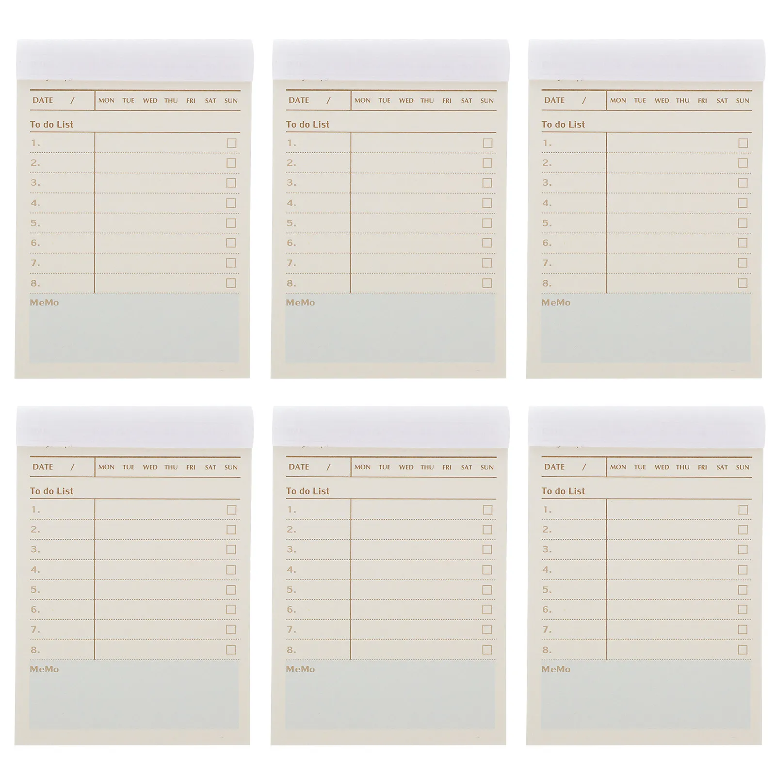 6 Adhesive Check List Notepads Smooth Writable Paper for Office Workspace Task Tracking Memo Pads Small Writing Portable to-Do