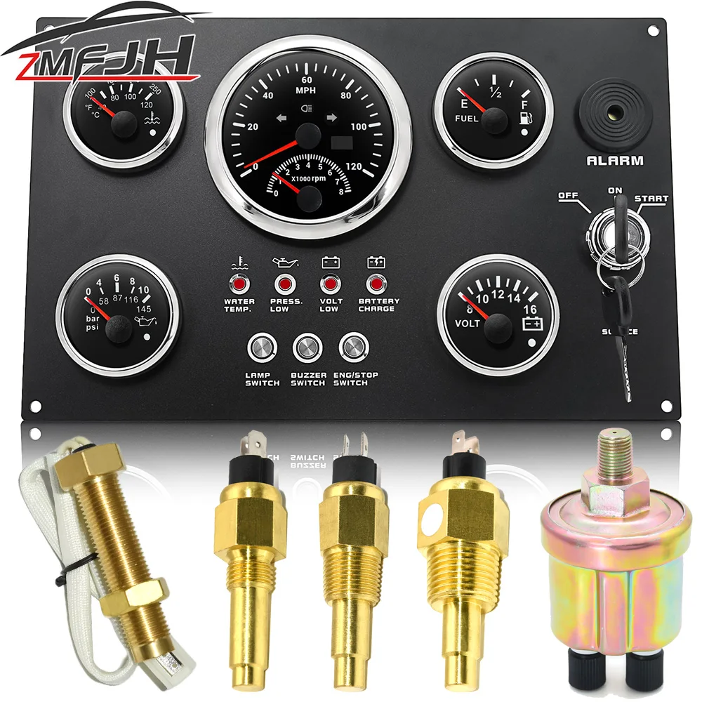 Marine Engine Dashboard Compatible All Marine Dashboards 12V 24V GPS Speed Water Temp Oil Pressure Fuel Level Sensor Customized