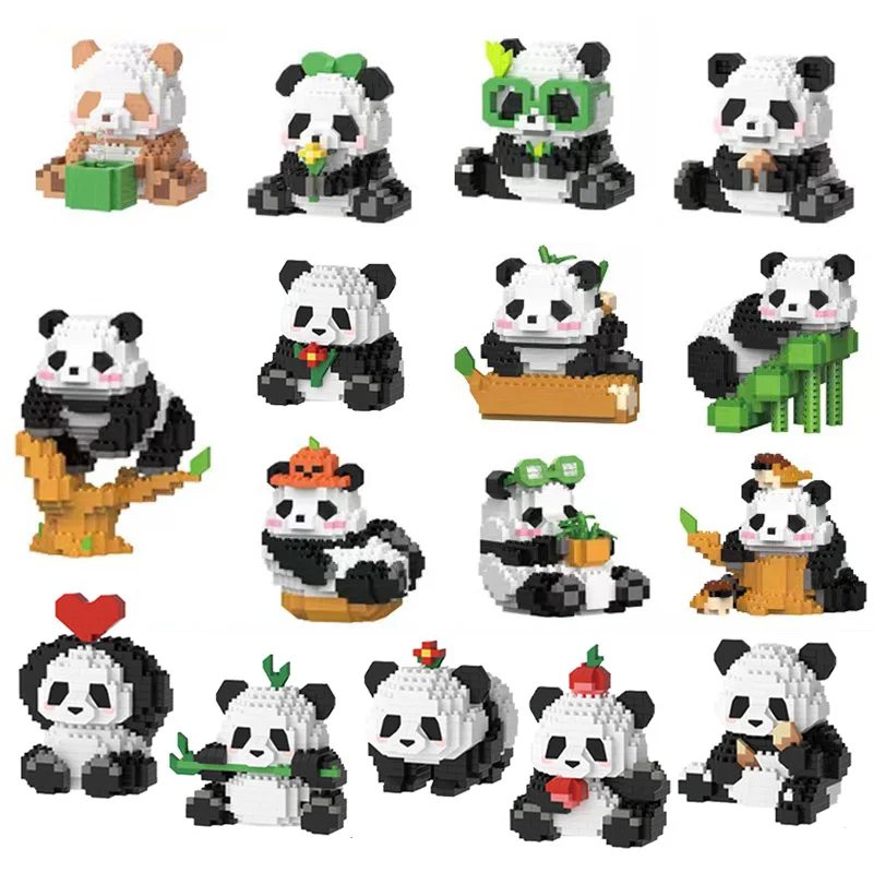 More Types Mini Kawaii Panda Micro Building Blocks Lovely Animal Bricks Desk Decoration Children Toys Gift