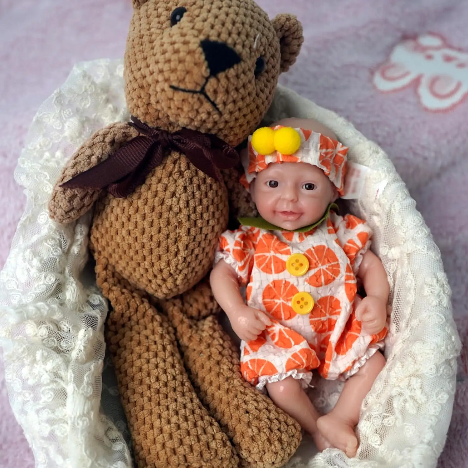 Poupée bébé fille miniature en silicone pour tout le corps de 5,5 pouces, nouveau-né réaliste avec des yeux ouverts, anti-stress doux, ressemble un vrai bébé