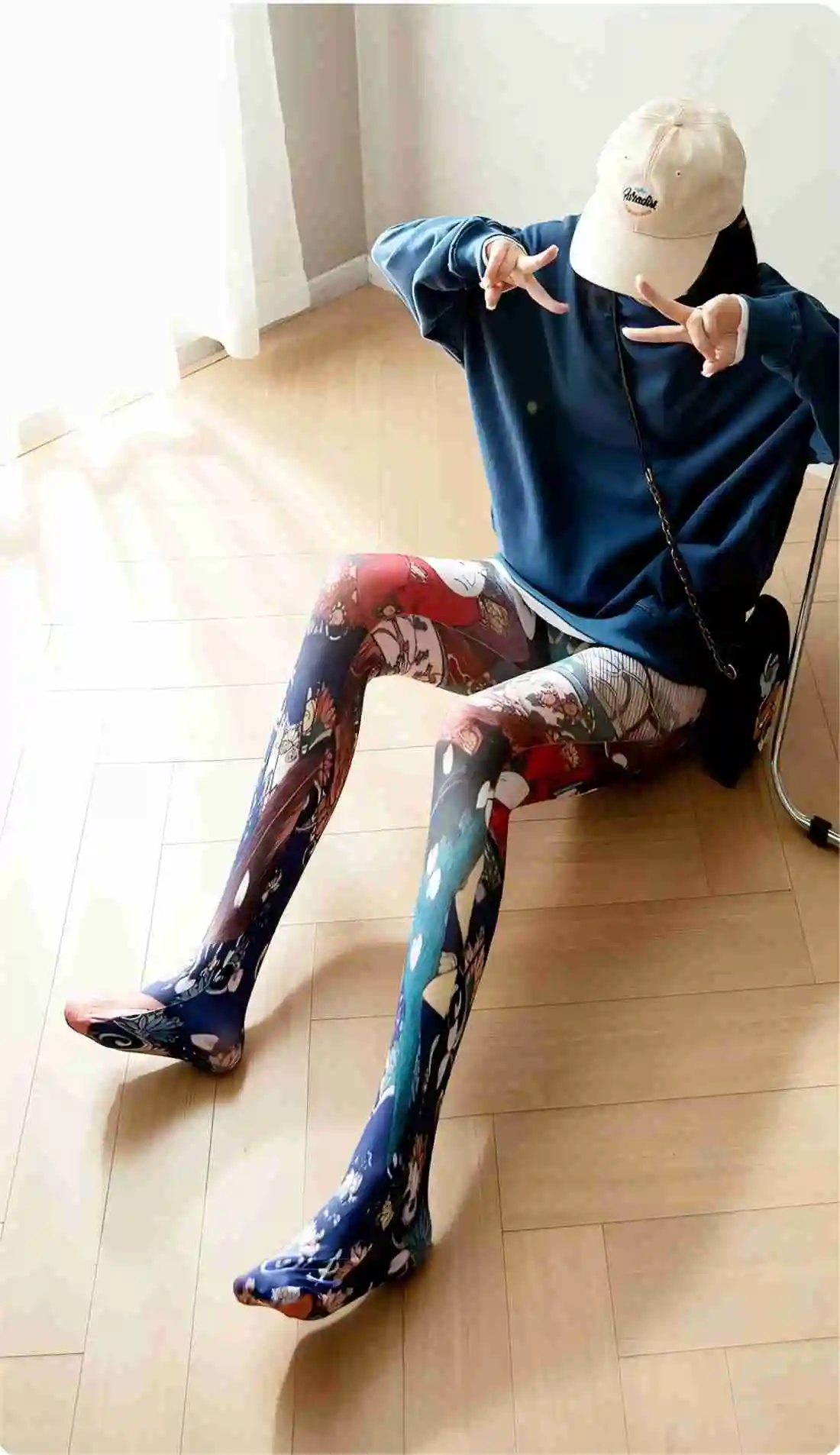 Individualistic Japanese-style Painting Tights Woman Colorful Medias Socks Transparent Thin Y2K Pantyhose Party Club Stockings.