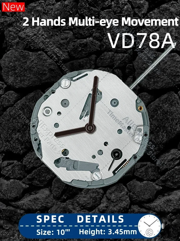 Novo TMI VD78A Original Hattori Japão Movimento de relógio de quartzo de 2 mãos VD78 Pequeno segundo às 6:00 Multi-olho 6G28 Data às 6:00 em geral