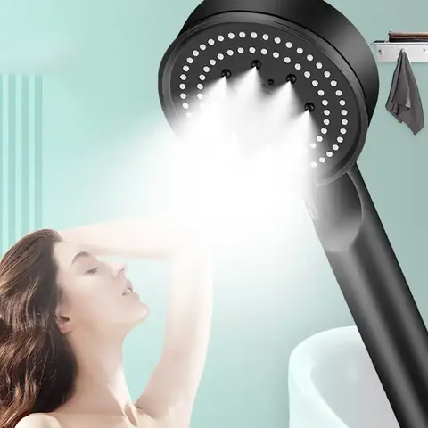 5 모드 압력 부스트 샤워 헤드 다기능 조절 가능한 대형 물 수확량 샤워 노즐 마사지 샤워 욕실 액세서리