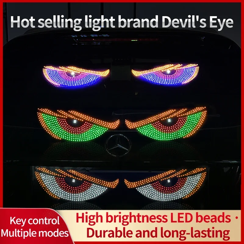 USB Dynamic Large Devil Eye Light for Cars, Programmable Flexible Window LED Display for Car, Truck Eye